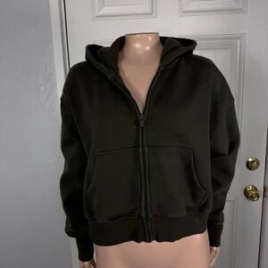 Aritzia Dark Olive Green Zip-Up Hoodie